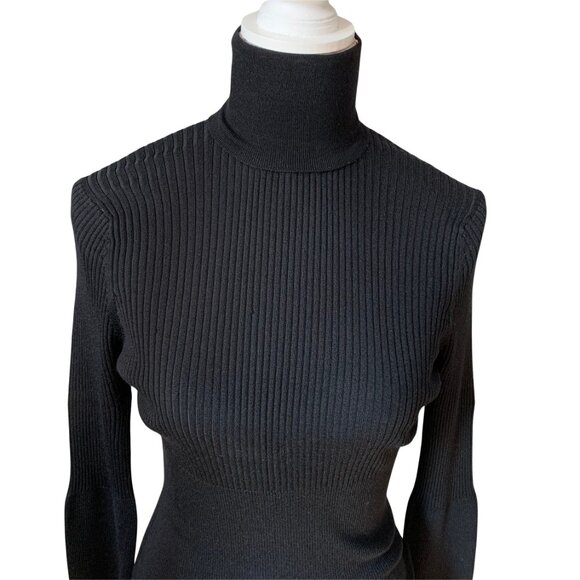 MAX STUDIO Ribbed Turtleneck Sweater in Black Size LARGE - Picture 11 of 16